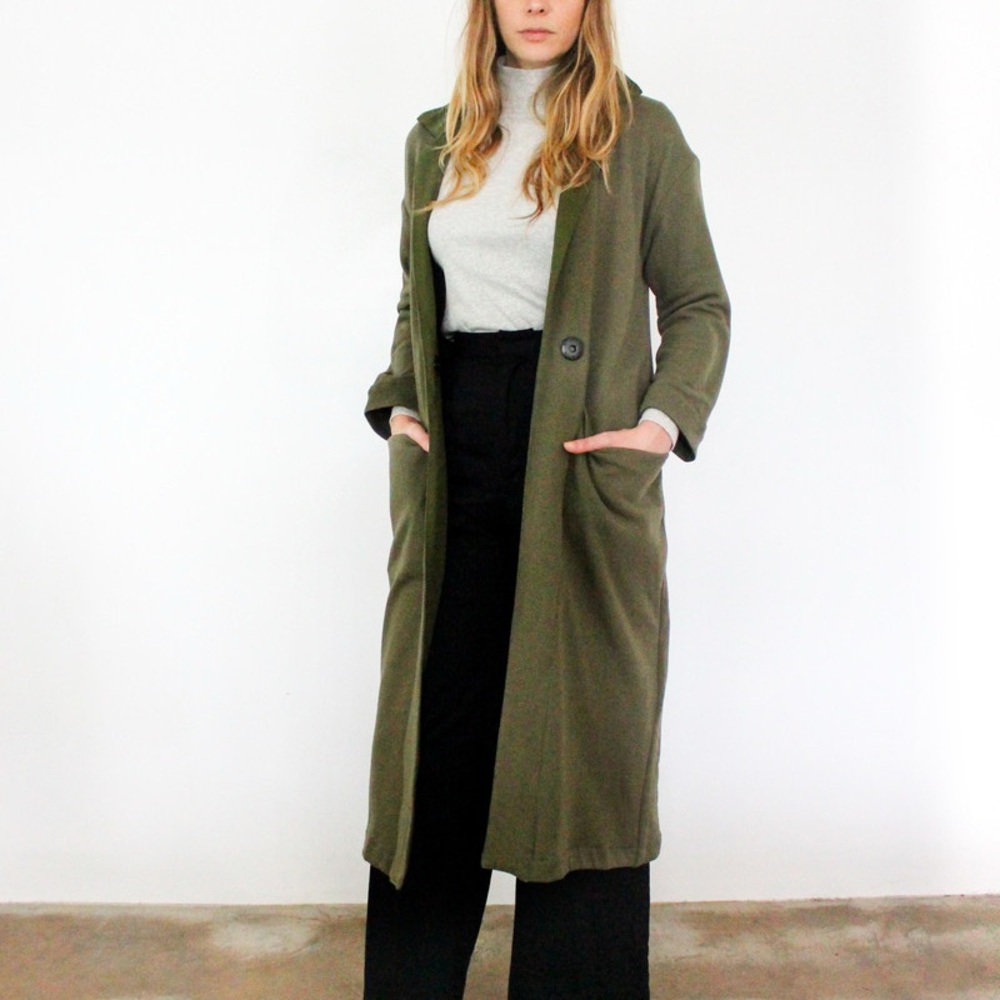 Esby Ramona Olive Knit Duster Coat